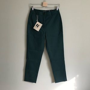 NWT Frank & Oak // The Eleanor Slim Fit High Waisted Trouser Pant in Green